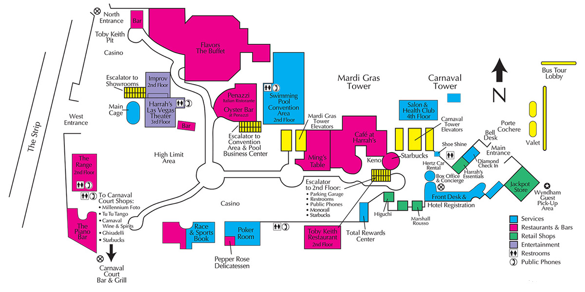 Harrah's Hotel Facility Map - Las Vegas